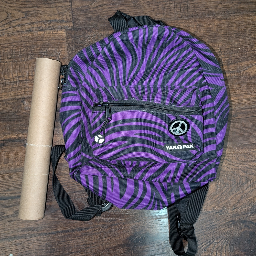 Yak Pak Purple and Black Striped Backpack